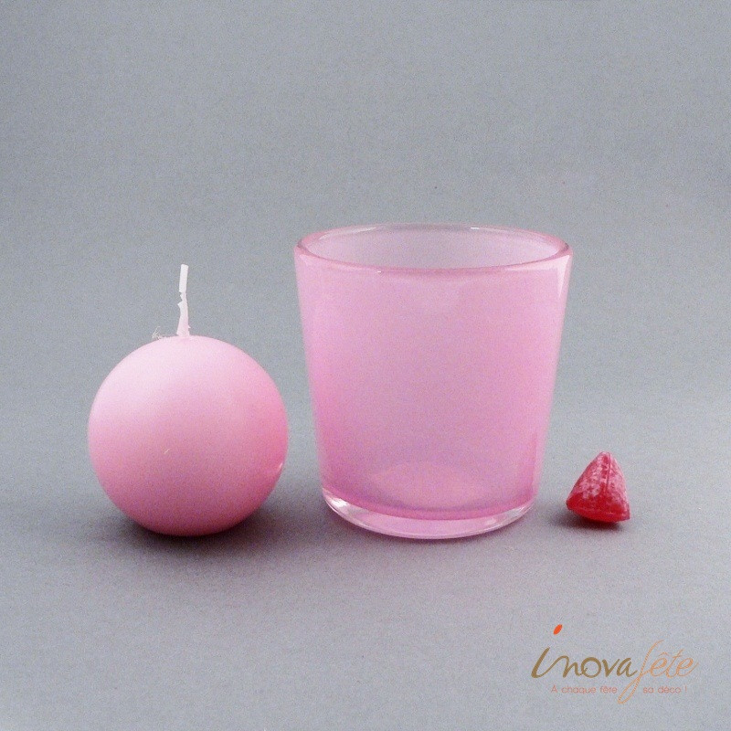 Photophore en verre fumé rose - Label Fête