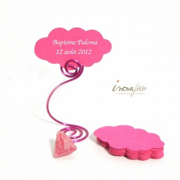 Étiquette nuage rose fuchsia /25 - Label Fête