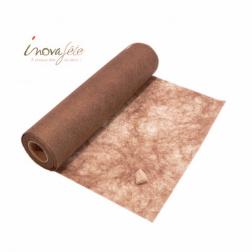 Chemin de table polytulle nacré chocolat  0.30x25m - Label Fête