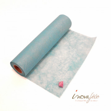 Chemin de table poly-tulle nacré bleu clair 0.30x25m - Label Fête