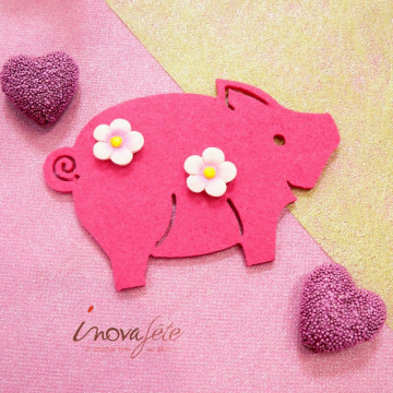 Cochon en feutre rose /8 - Label Fête