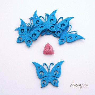 Papillon bleu turquoise découpé /24 - Label Fête