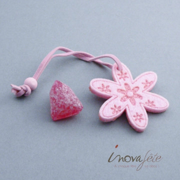 Rond de serviette fleur rose /8- Label Fête