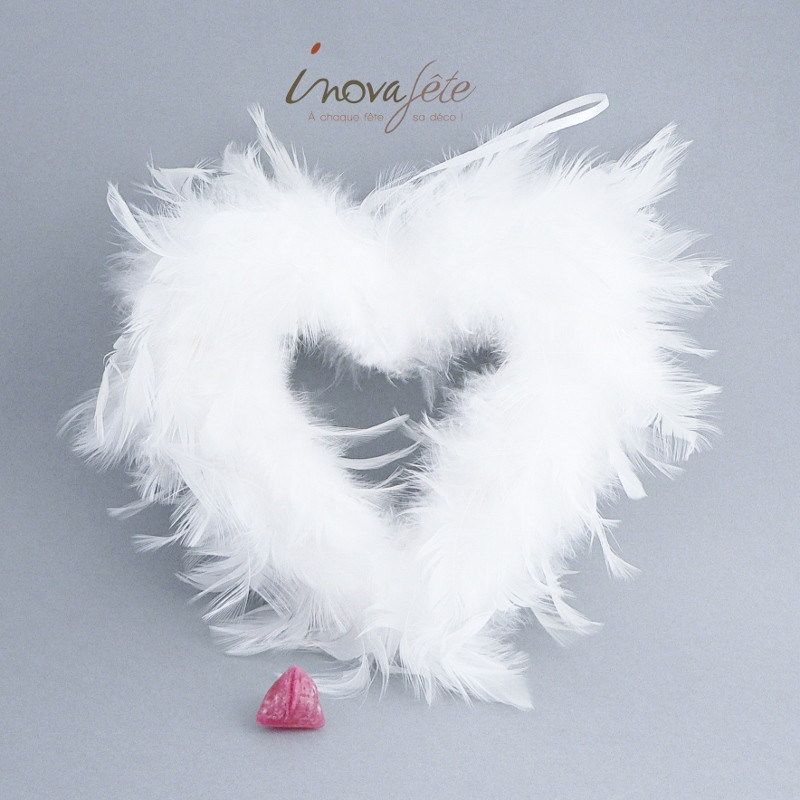 Cœur de plumes blanches - Label Fête Cœur de plumes blanches - Label Fête