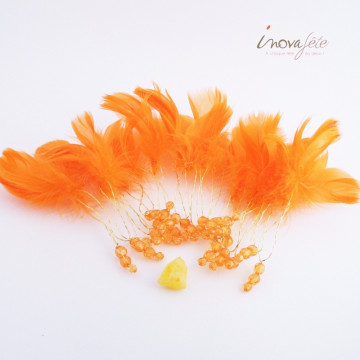 Guirlande de plumes oranges avec perles - Label Fête
