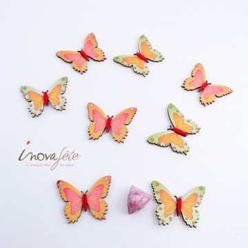Papillon vert orange /16 - Label Fête