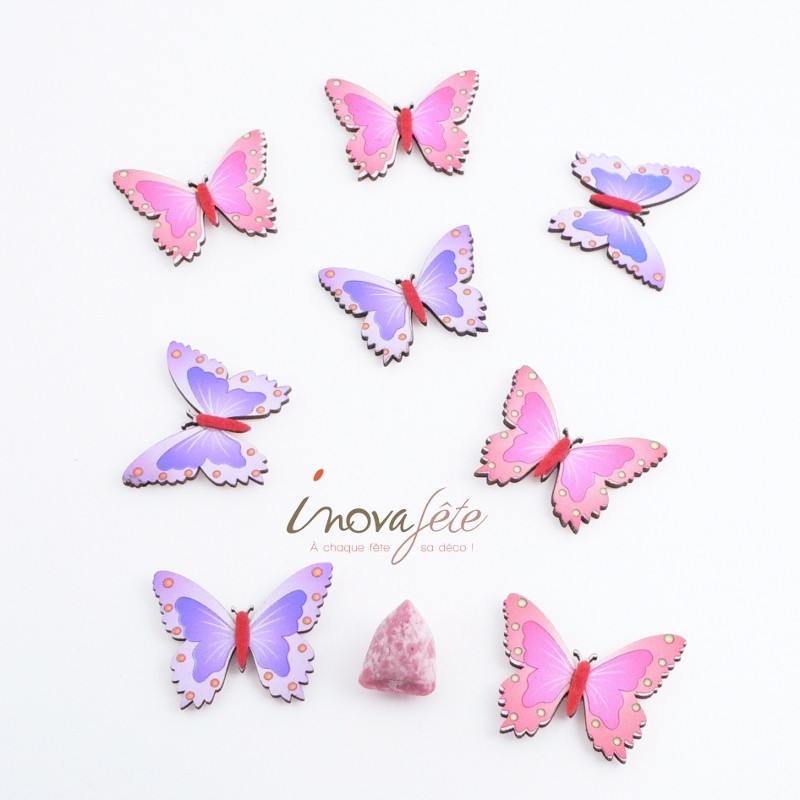 Sticker papillon rose deco 