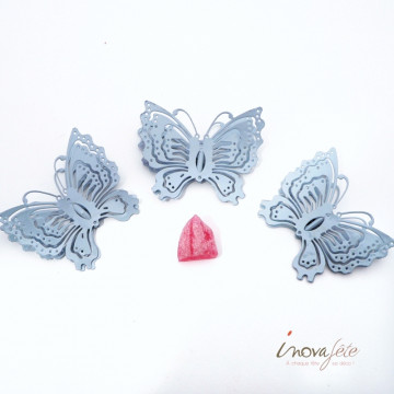 Pince papillon métal bleu /3 - Label Fête