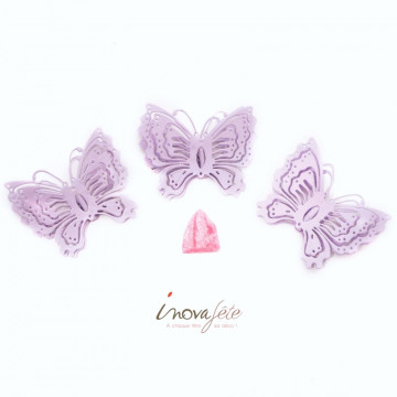 Pince papillon métal rose /3 - Label Fête