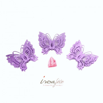 Pince papillon métal violet /3 - Label Fête