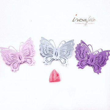 Pince papillon métal violet /3 - Label Fête