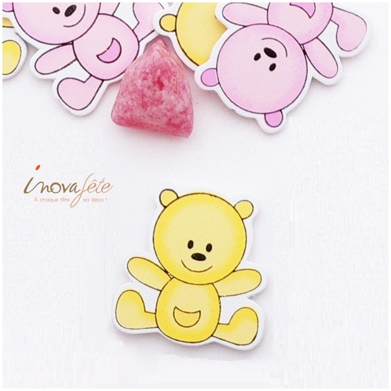 Nounours jaune à coller /24 - Label Fête