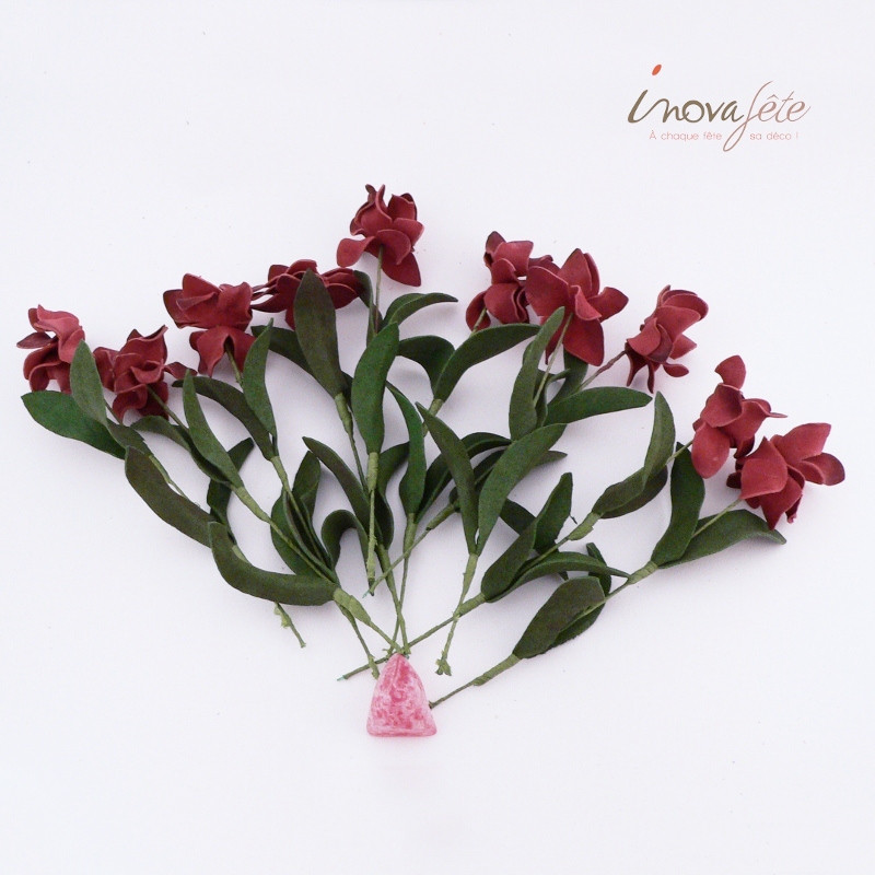 Bouquet Fleurs sur tige bordeaux /10 - Label Fête