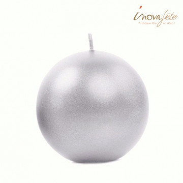 Bougie boule 6cm gris argent - Label Fête