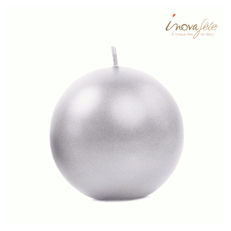 Bougie boule 6cm gris argent - Label Fête