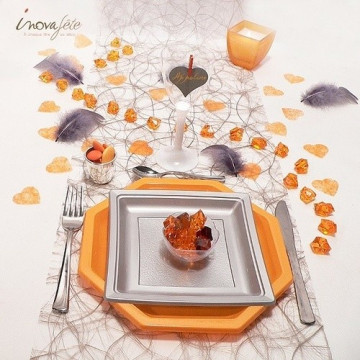 Cœur orange pailleté polytulle /240 - Label Fête