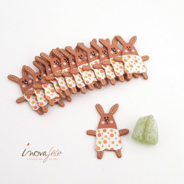 Lapin blanc pois orange /12 - Label Fête