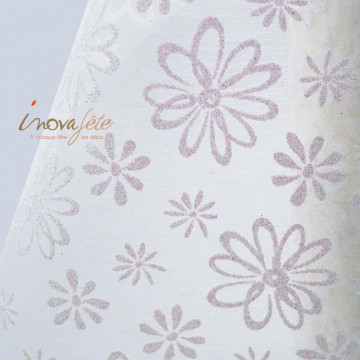 Chemin de table floral ivoire pailleté 0.30x10m - Label Fête