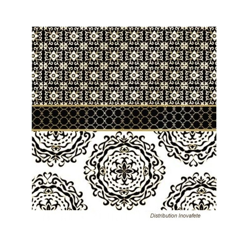 Serviettes papier décor noir et or 33x33 cm - Label Fête