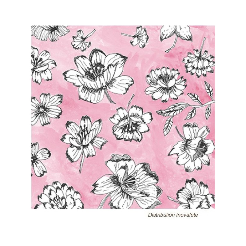 Serviettes papier décor rose et gris 33x33 cm - Label Fête Serviettes papier décor rose et gris 33x33 cm - Label Fête