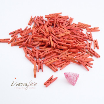 Mini pince bois orange /144 - Label Fête