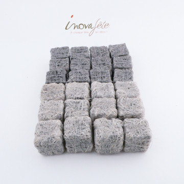Cubes sisal bicolore gris /24 - Label Fête