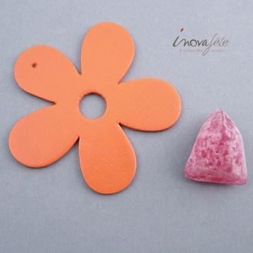 Fleur orange en bois /12 - Label Fête