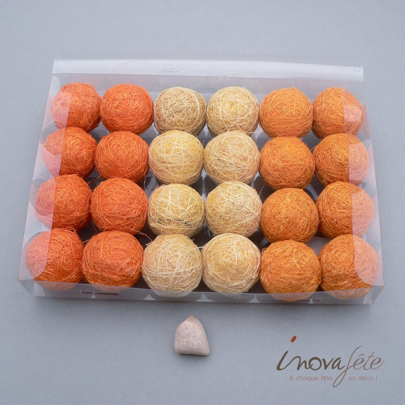 Boules sisal tricolore orange /24 - Label fête