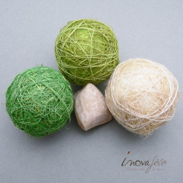 Boules sisal tricolore vert /24 - Label fête