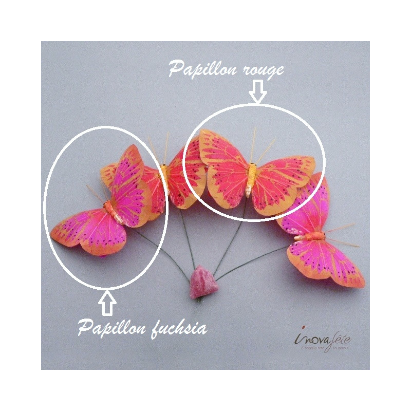 Papillon rouge sur tige /6 - Label Fête