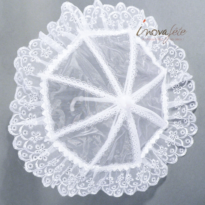 Décor petite ombrelle dentelle blanche - Label Fête Décor petite ombrelle dentelle blanche - Label Fête