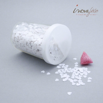 Confettis de table coeur blanc /80gr - Label fête