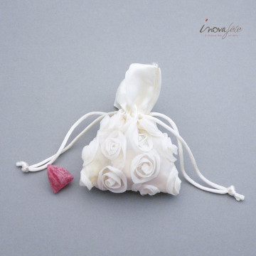 Sac à dragées, ivoire décor floral - Label Fête