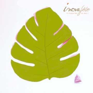 Feuille de philodendron vert kiwi et rose - Label Fête