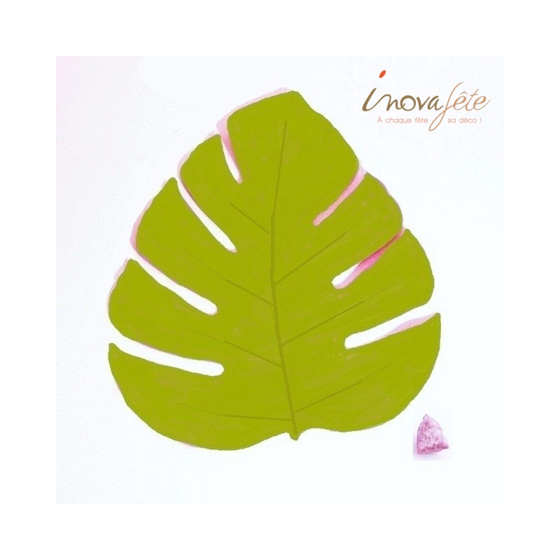 Feuille de philodendron vert kiwi et rose - Label Fête