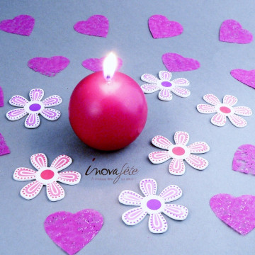 Bougie boule fuchsia 6cm - Label Fête