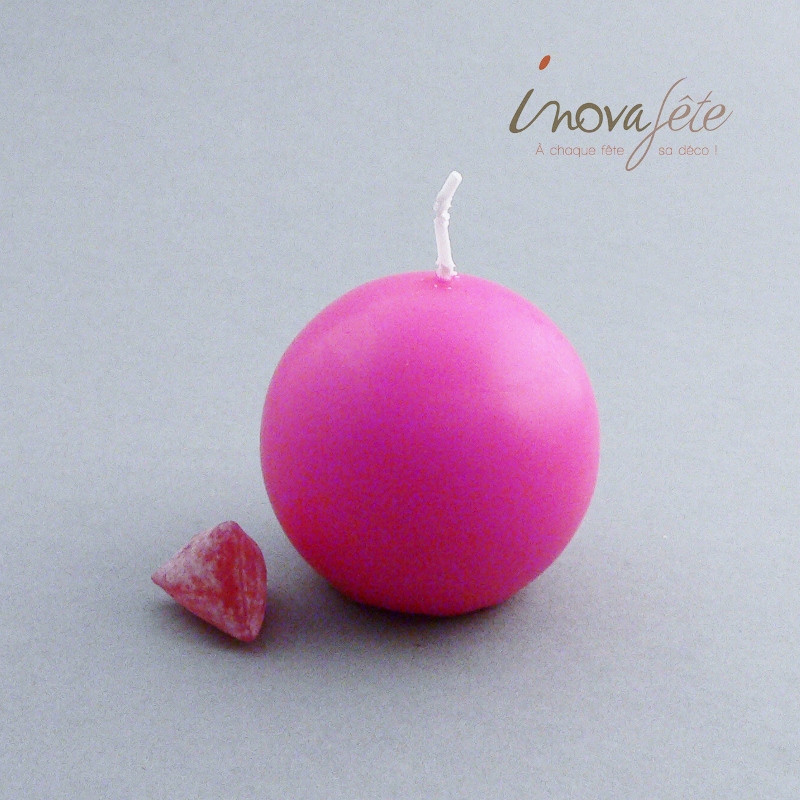 Bougie boule fuchsia 6cm - Label Fête