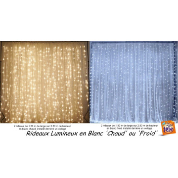 Rideau lumineux raccordable l.1.5 m x h.2,5 m - Label Fête Hillion
