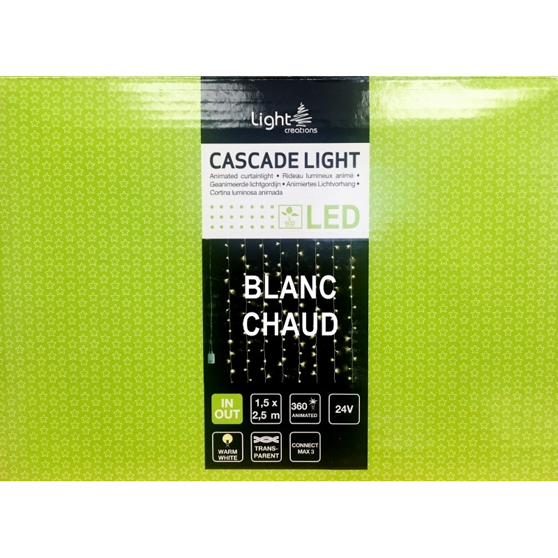 Rideau lumineux blanc chaud, raccordable.1.5 m x h.2,5 m - Label Fête Hillion