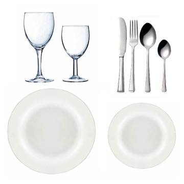 Service vaisselle lot de 576 pièces pour 72 personnes - Label Fête Hillion