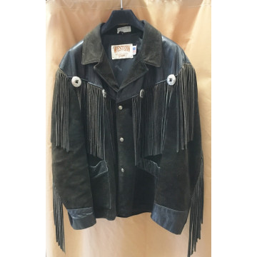 Veste Blouson cuir à franges - Label fête Hillion