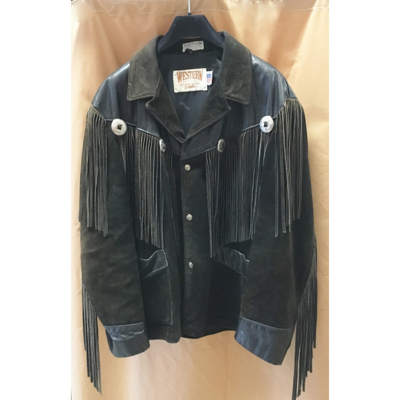 Veste Blouson cuir à franges - Label fête Hillion