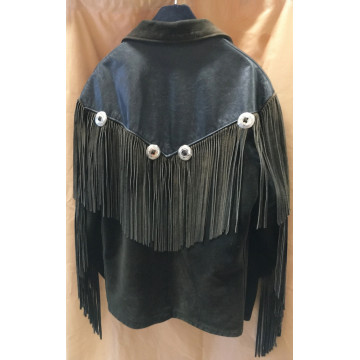 Veste Blouson cuir à franges - Label fête Hillion