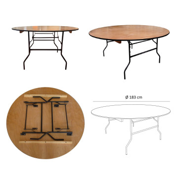 Table ronde pliable en bois pour réception usage Professionnelle - Label Fête Hillion