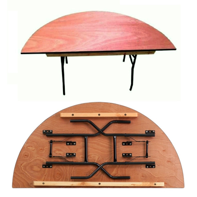 Table demi ronde pliante en bois pour réception usage Professionnelle - Label Fête Hillion