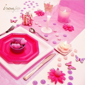 Chemin de table lamé rose 0.30x5m