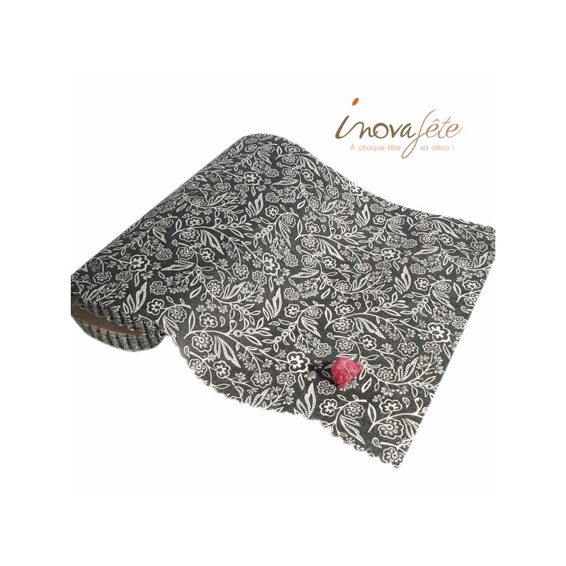 Chemin de table liberty festonné noir 0.28x10m - Label Fête Chemin de table liberty festonné noir 0.28x10m - Label Fête