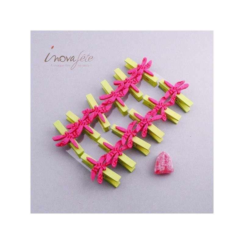 Pince libellule fuchsia /12 - Label Fête Pince libellule fuchsia /12 - Label Fête