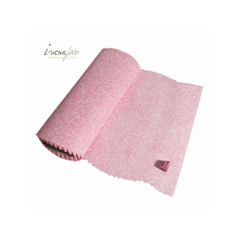Chemin de table liberty festonné rose 0.28x10m Chemin de table liberty festonné rose 0.28x10m