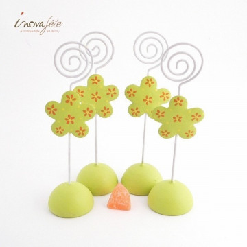 Porte carte fleur vert anis, un marque place original